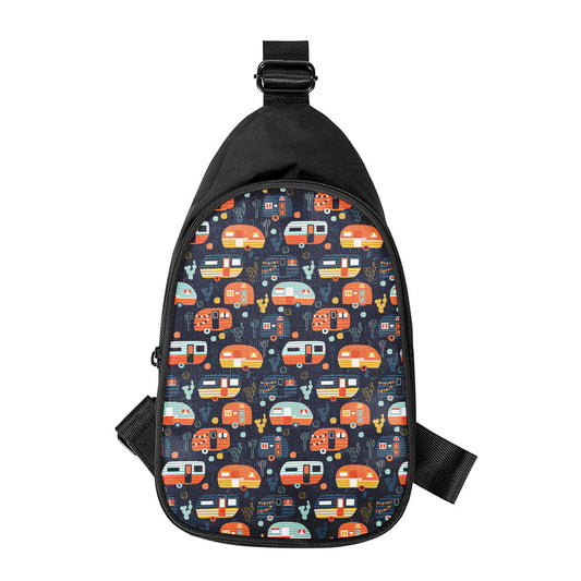 Caravan Camping Pattern Print Chest Bag