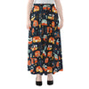 Caravan Camping Pattern Print Chiffon Maxi Skirt