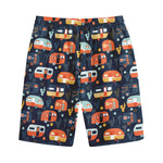 Caravan Camping Pattern Print Cotton Shorts