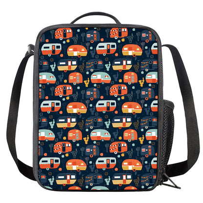 Caravan Camping Pattern Print Crossbody Lunch Bag