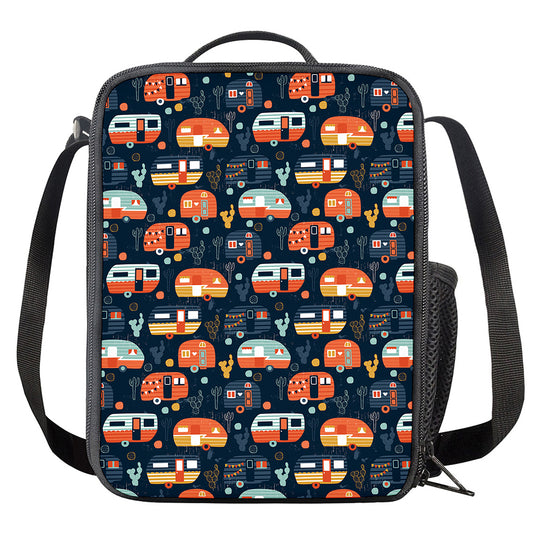 Caravan Camping Pattern Print Crossbody Lunch Bag