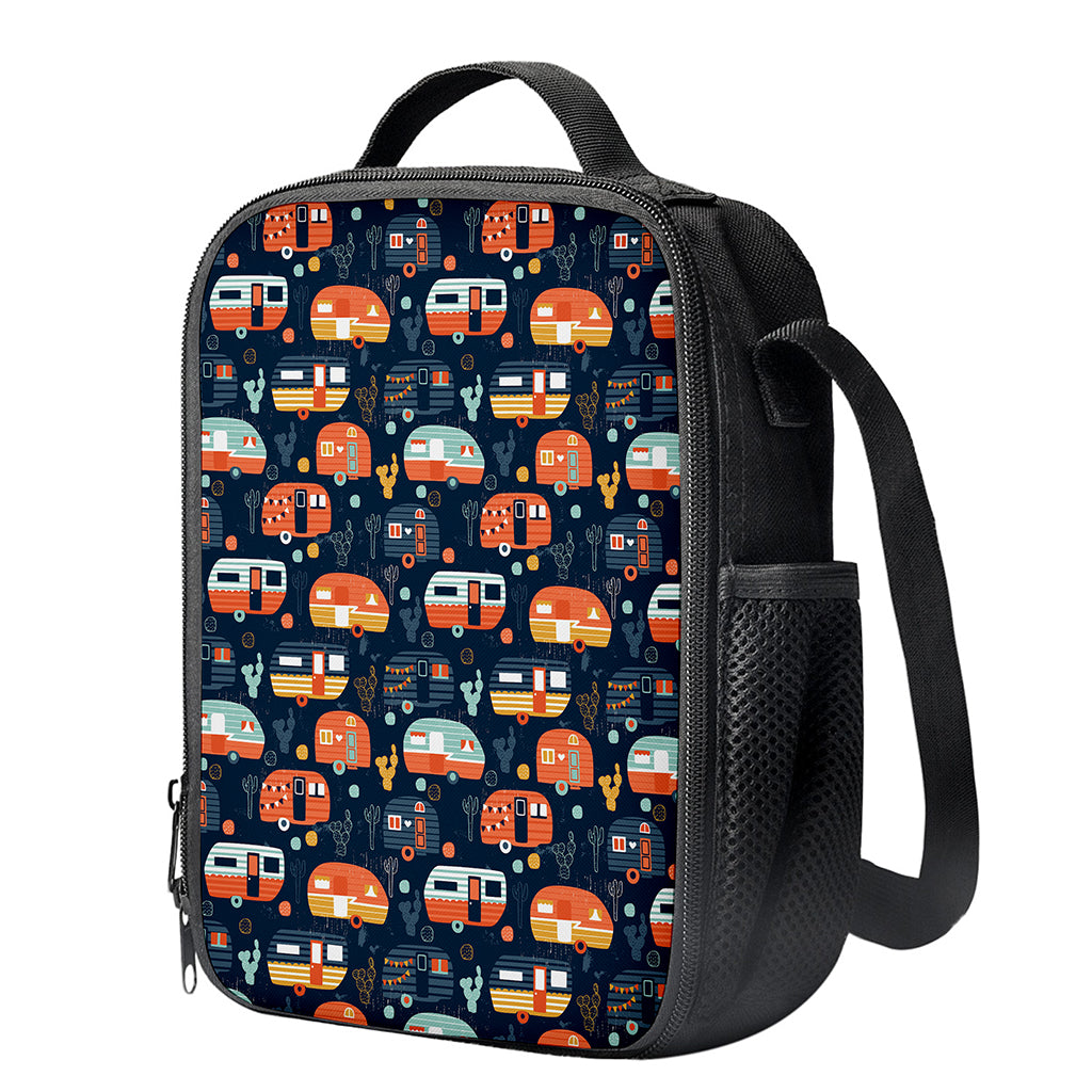 Caravan Camping Pattern Print Crossbody Lunch Bag