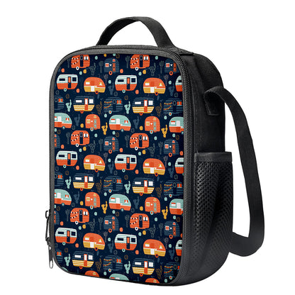 Caravan Camping Pattern Print Crossbody Lunch Bag