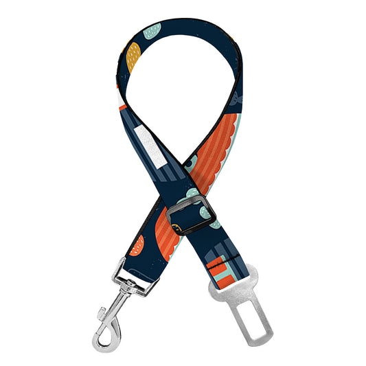 Caravan Camping Pattern Print Dog Seat Belt