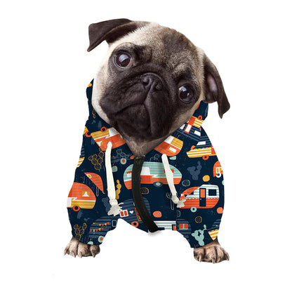 Caravan Camping Pattern Print Dog Zip Up Hoodie