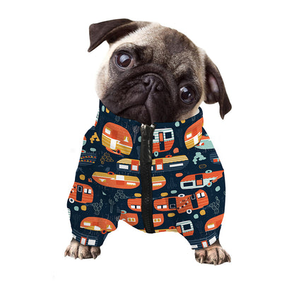 Caravan Camping Pattern Print Dog Zip Up Jacket