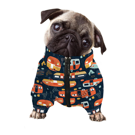 Caravan Camping Pattern Print Dog Zip Up Jacket