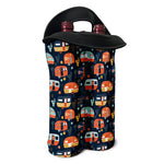 Caravan Camping Pattern Print Double Neoprene Wine Tote