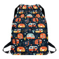 Caravan Camping Pattern Print Drawstring Backpack