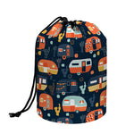 Caravan Camping Pattern Print Drawstring Makeup Bag