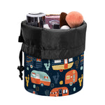 Caravan Camping Pattern Print Drawstring Makeup Bag