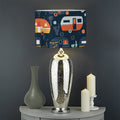 Caravan Camping Pattern Print Drum Lamp Shade