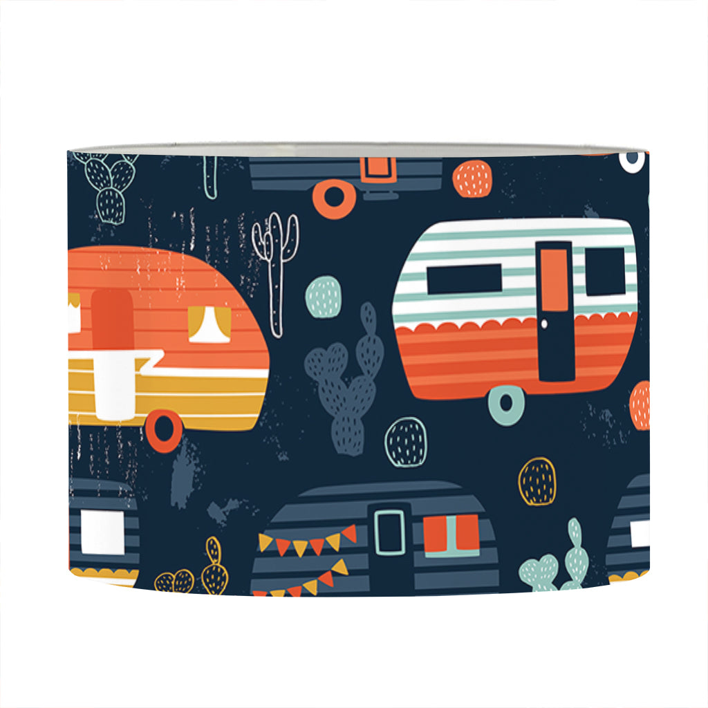 Caravan Camping Pattern Print Drum Lamp Shade