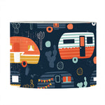 Caravan Camping Pattern Print Drum Lamp Shade