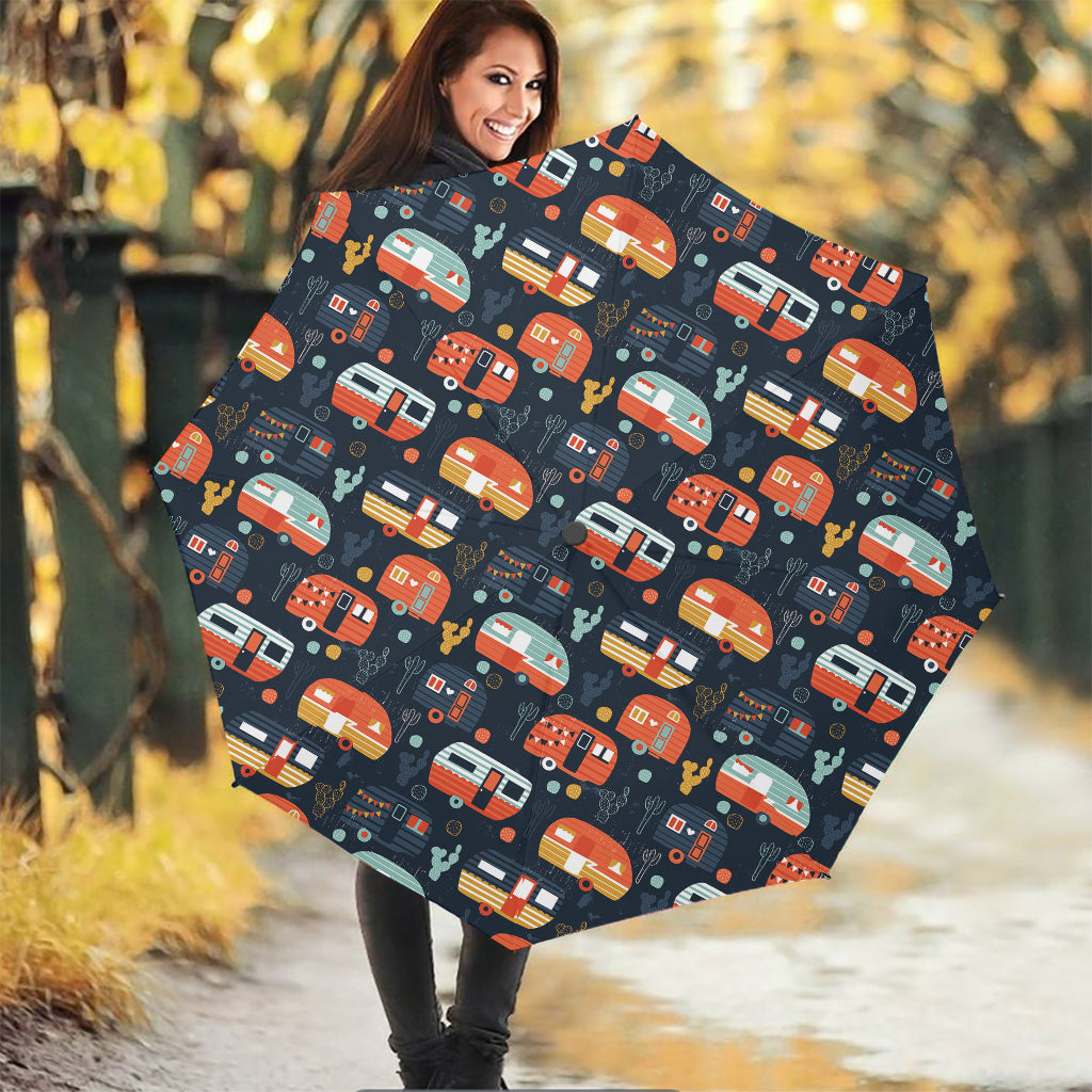 Caravan Camping Pattern Print Foldable Umbrella