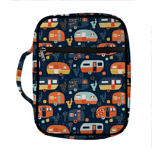 Caravan Camping Pattern Print Front Pocket Bible Bag