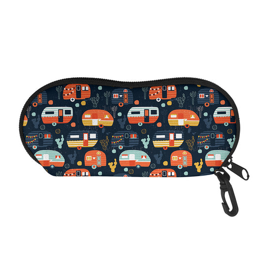 Caravan Camping Pattern Print Glasses Case