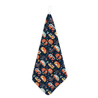 Caravan Camping Pattern Print Hand Towel
