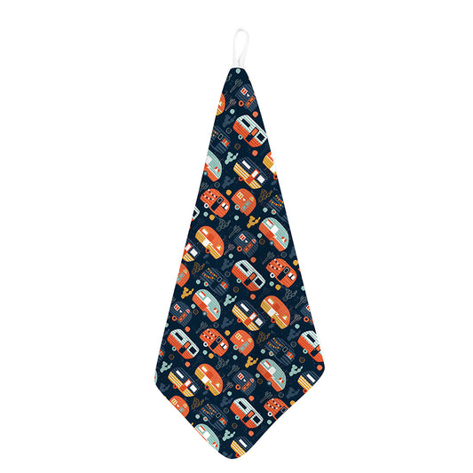 Caravan Camping Pattern Print Hand Towel