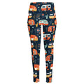 Caravan Camping Pattern Print High-Waisted Pocket Leggings
