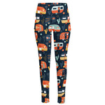 Caravan Camping Pattern Print High-Waisted Pocket Leggings