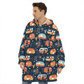 Caravan Camping Pattern Print Hoodie Blanket