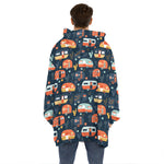 Caravan Camping Pattern Print Hoodie Blanket