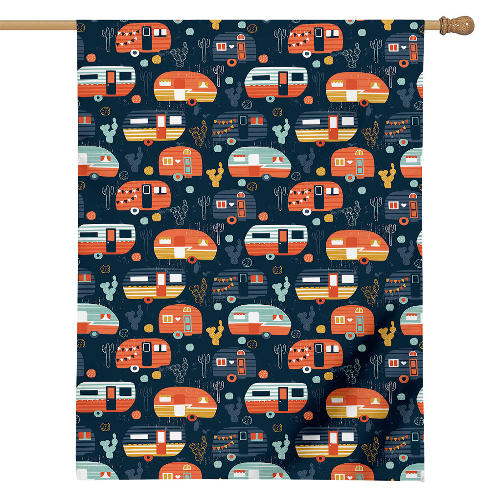 Caravan Camping Pattern Print House Flag