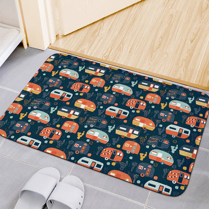 Caravan Camping Pattern Print Indoor Door Mat