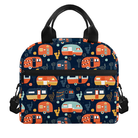 Caravan Camping Pattern Print Insulated Lunch Bag