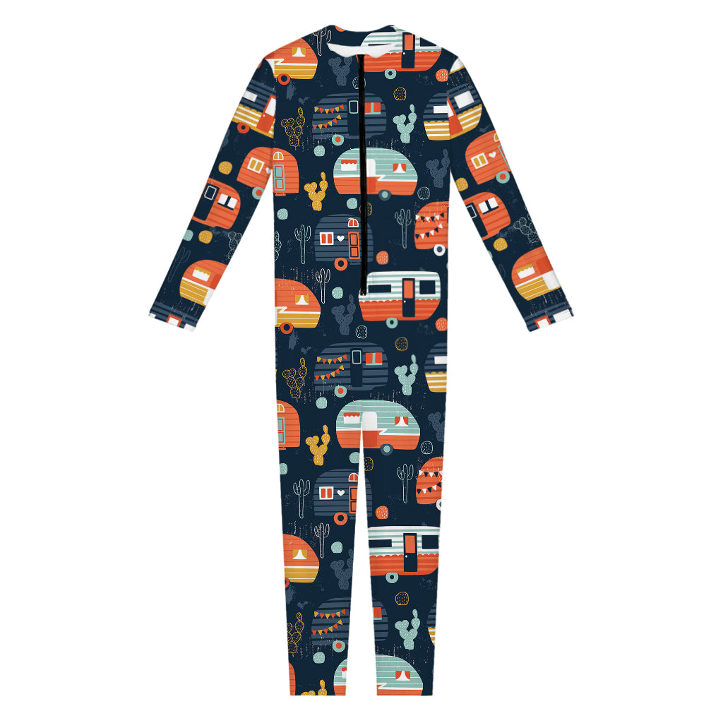 Caravan Camping Pattern Print Jumpsuit