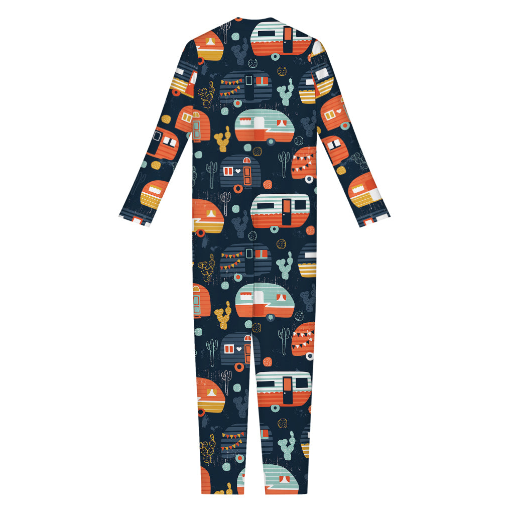 Caravan Camping Pattern Print Jumpsuit