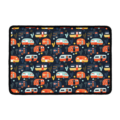 Caravan Camping Pattern Print Kitchen Mat