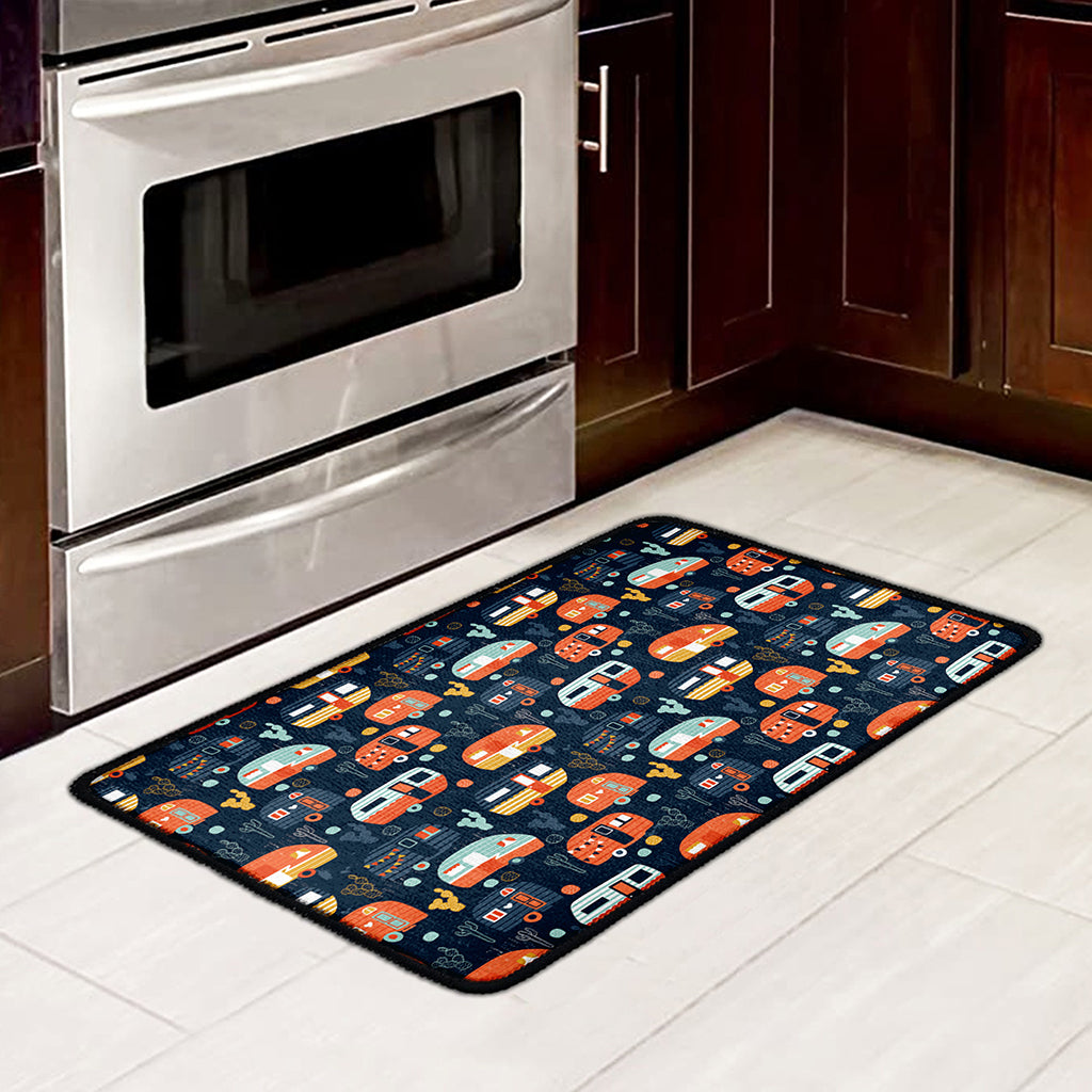 Caravan Camping Pattern Print Kitchen Mat