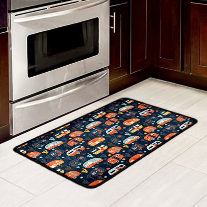 Caravan Camping Pattern Print Kitchen Mat