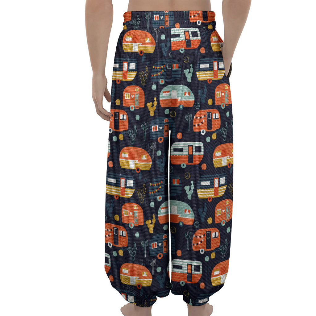 Caravan Camping Pattern Print Lantern Pants