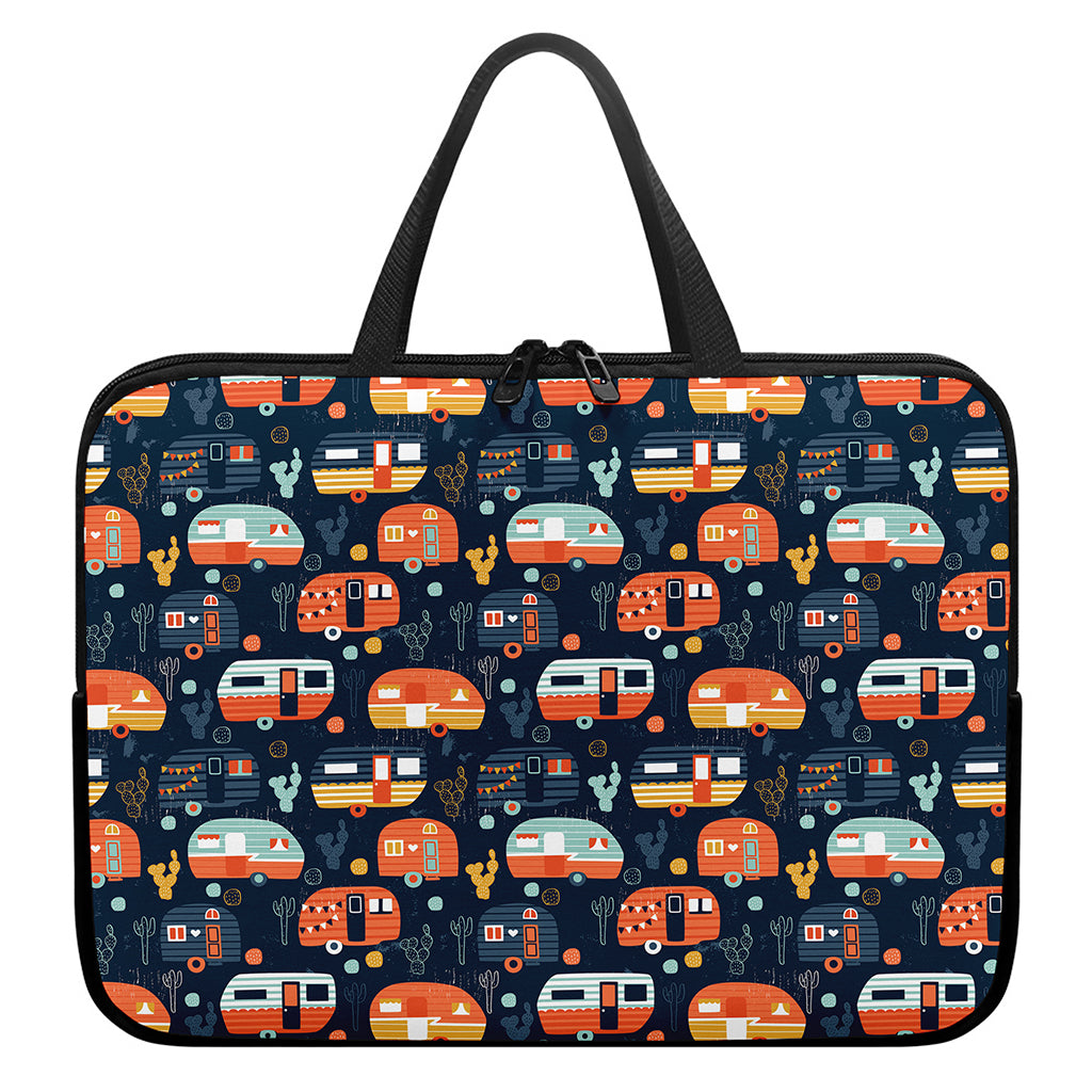 Caravan Camping Pattern Print Laptop Sleeve With Handle