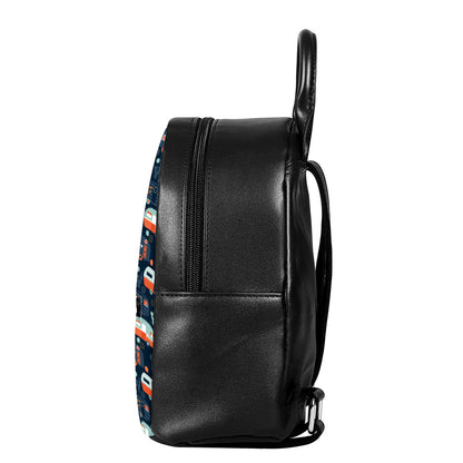 Caravan Camping Pattern Print Leather Backpack