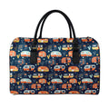 Caravan Camping Pattern Print Leather Duffel Bag