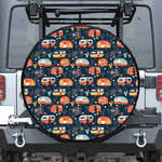 Caravan Camping Pattern Print Leather Spare Tire Cover