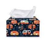 Caravan Camping Pattern Print Leather Tissue Box Cover
