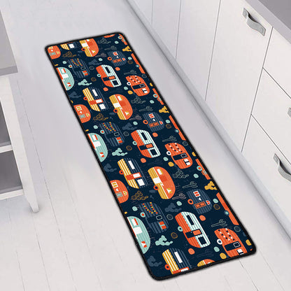 Caravan Camping Pattern Print Long Kitchen Mat