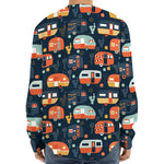 Caravan Camping Pattern Print Long Sleeve Baseball Jersey