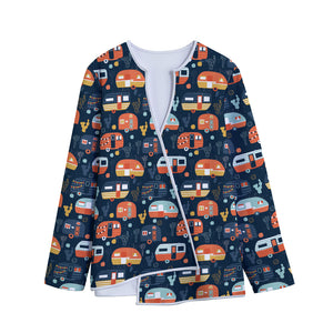 Caravan Camping Pattern Print Long Sleeve Short Coat