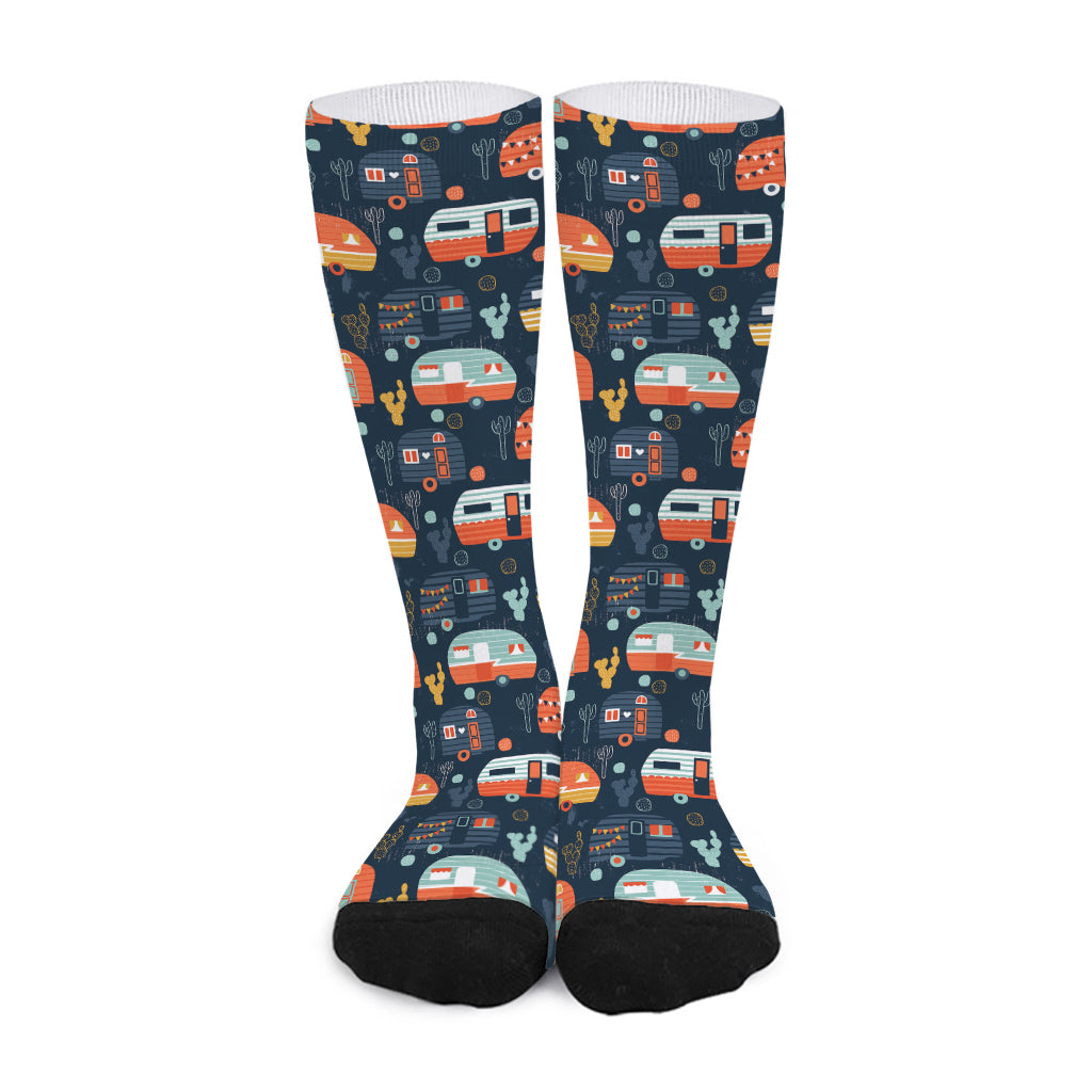 Caravan Camping Pattern Print Long Socks