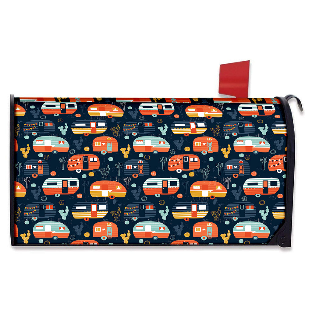 Caravan Camping Pattern Print Mailbox Cover