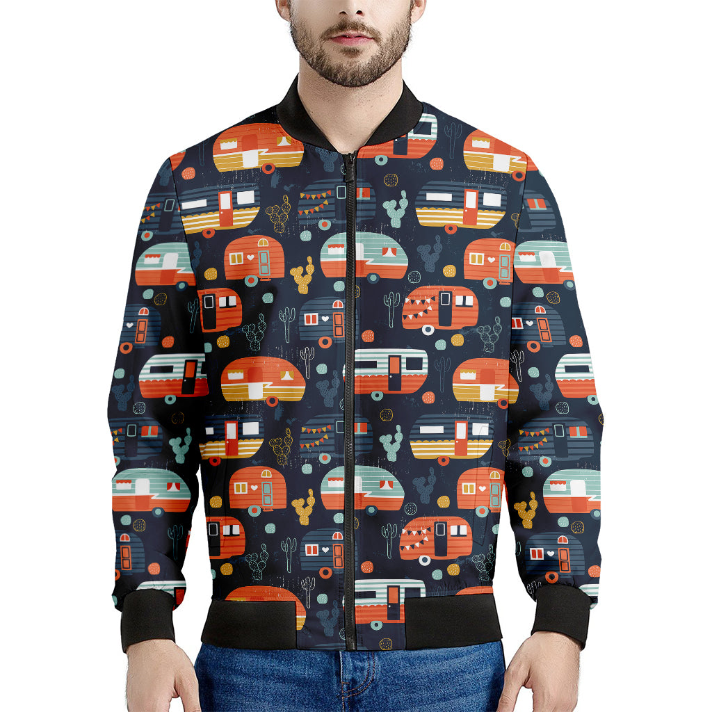 Caravan Camping Pattern Print Men's Bomber Jacket