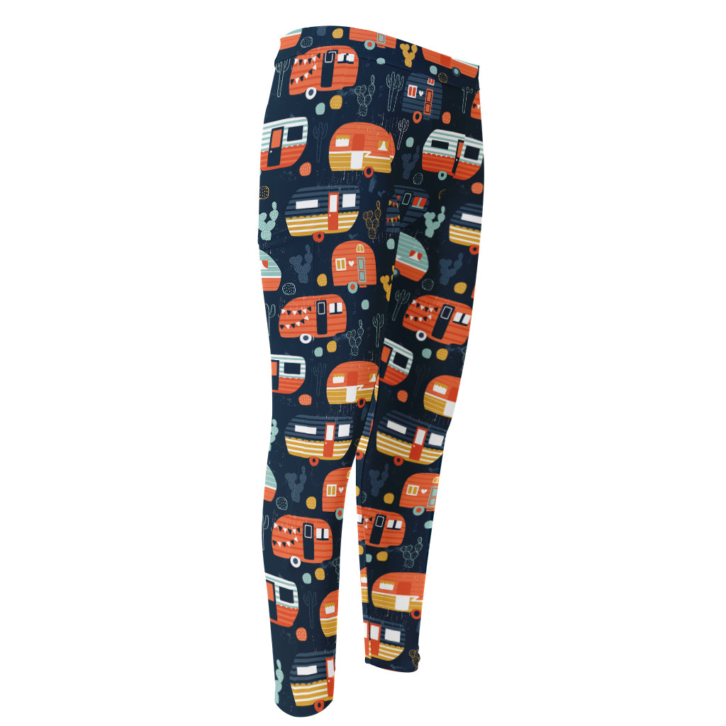 Caravan Camping Pattern Print Men's Compression Pants