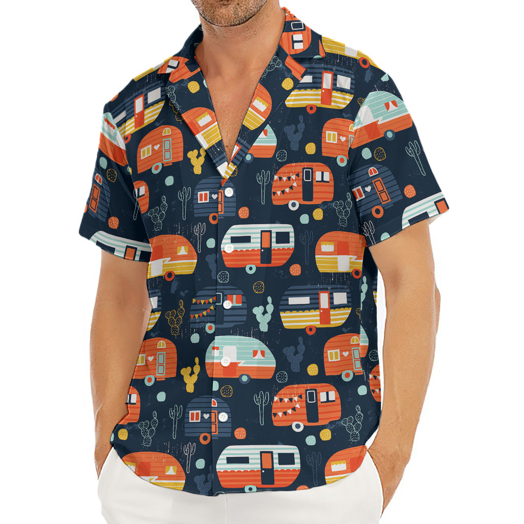 Caravan Camping Pattern Print Men's Deep V-Neck Shirt