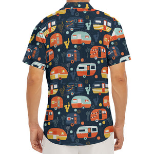 Caravan Camping Pattern Print Men's Deep V-Neck Shirt